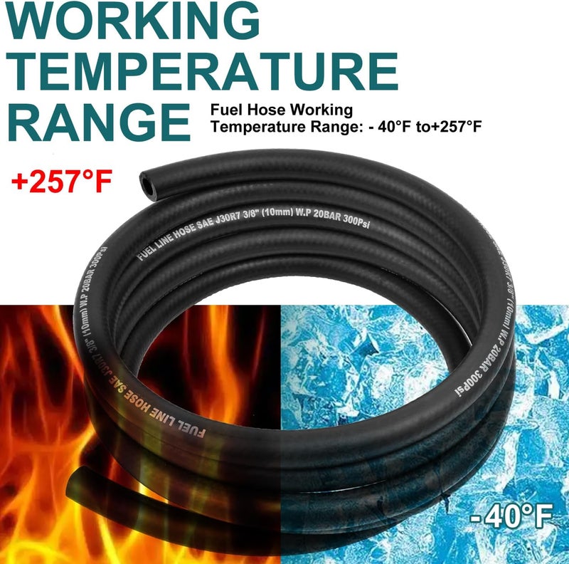 SANEMBER 3/8 Inch (10mm) ID Fuel Line,10FT Push Lock NBR Rubber Hose,Fuel Line Hose for Automotive Fuel Systems Engines (‎3/8" ID 10Ft) - Image 3